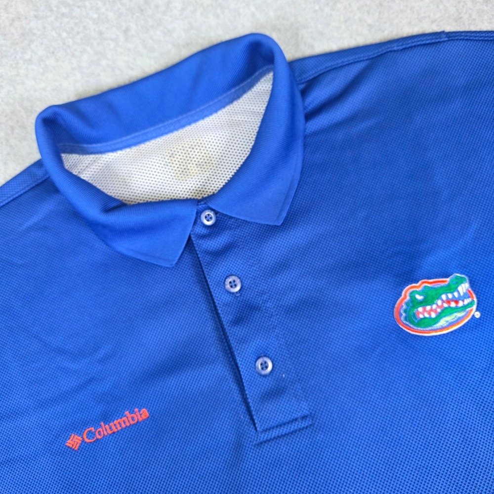 Columbia Florida Gators PFG Polo Shirt Men's XXL Blue Performance Fishing Gear‎
